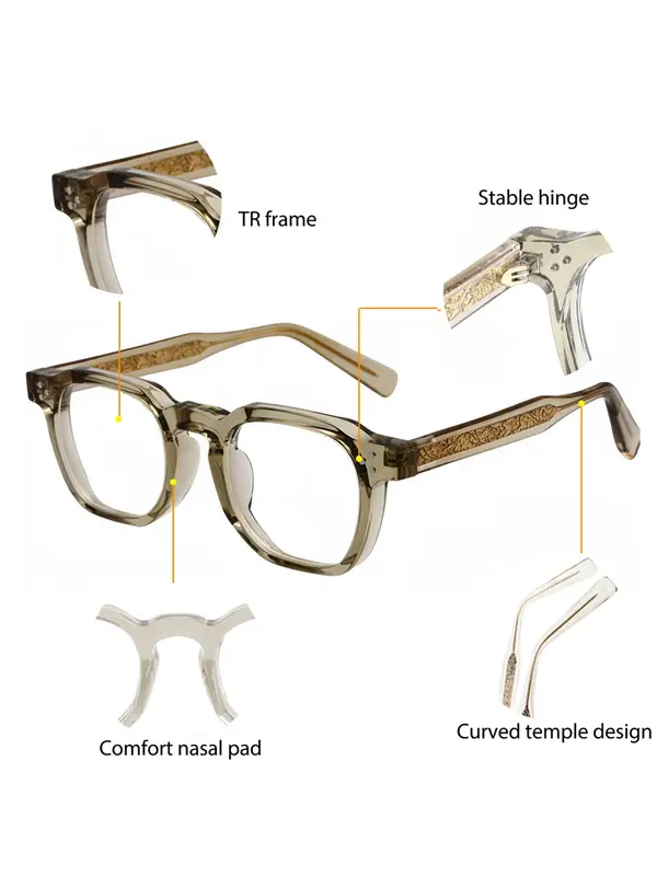 Retro Full Frame High Quality Eyeglasses, Fashion Anti-blue Light Eyeglasses for Women & Men, Fashion Lightweight Casual Eyeglasses  for Work, Daily Clothing Decor, Perfect for Daily Use, Stylish Eyeglass 5
