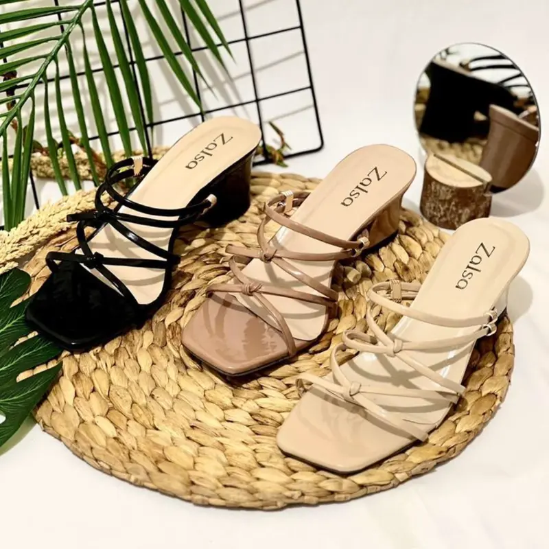 Sendal high heels wanita 5cm Tali silang Sandal 0