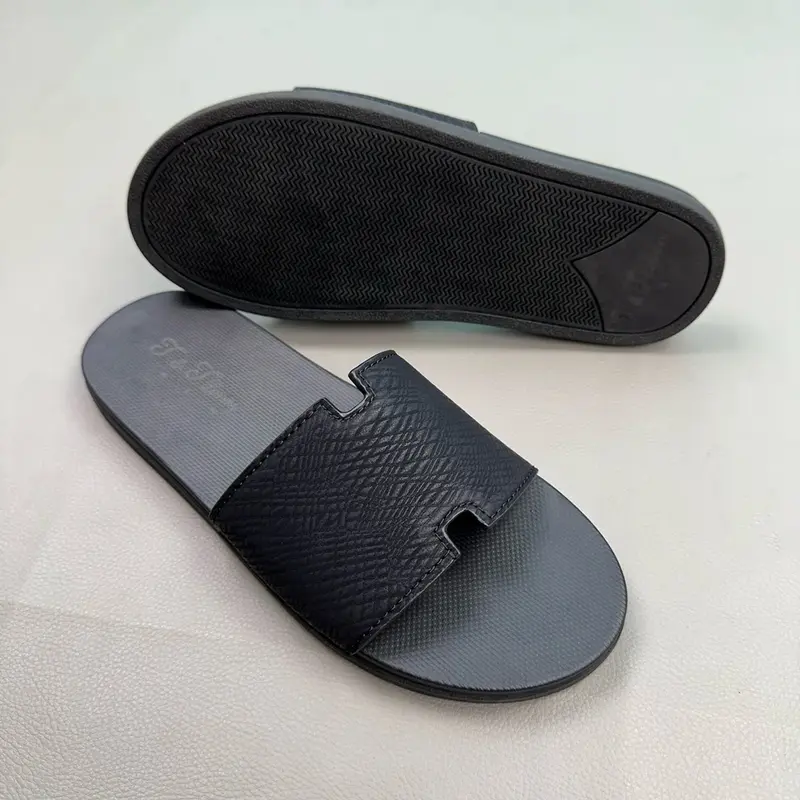 Dép Nam quai ngang da sít đế cao su đã khâu quai,cao 2cm (mã T13) Slipper DéP Đế Bằng 2