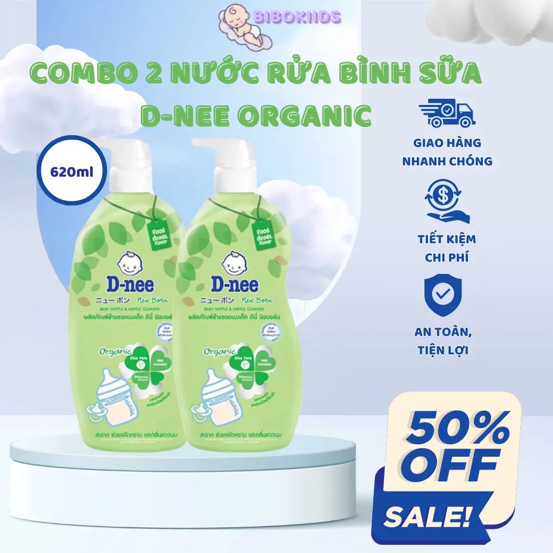 COMBO 2 Chai Nước rửa bình sữa Dnee Organic Thái Lan (DẠNG CHAI  620ml)- An Toàn- Sạch Bình combo  nước