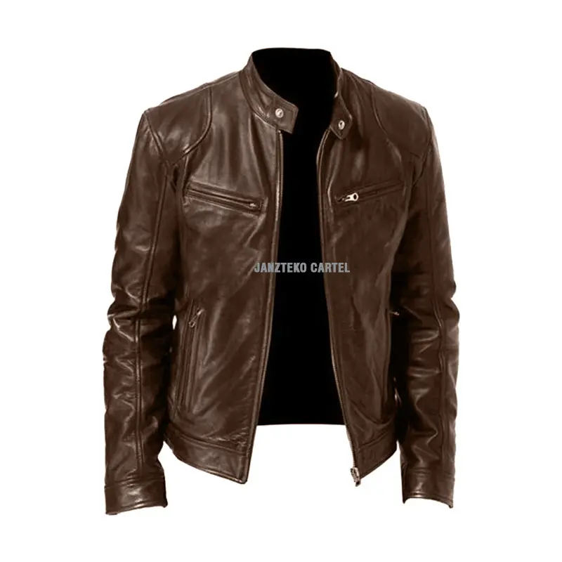 JNK x HUGO - Jaket Pria Bahan Kulit Sintetis Viena PU Synthetic Leather Motor Touring Tebal Racing Vintage Yamaha Honda Suzuki Team Kerja Kantor Jalanan 2