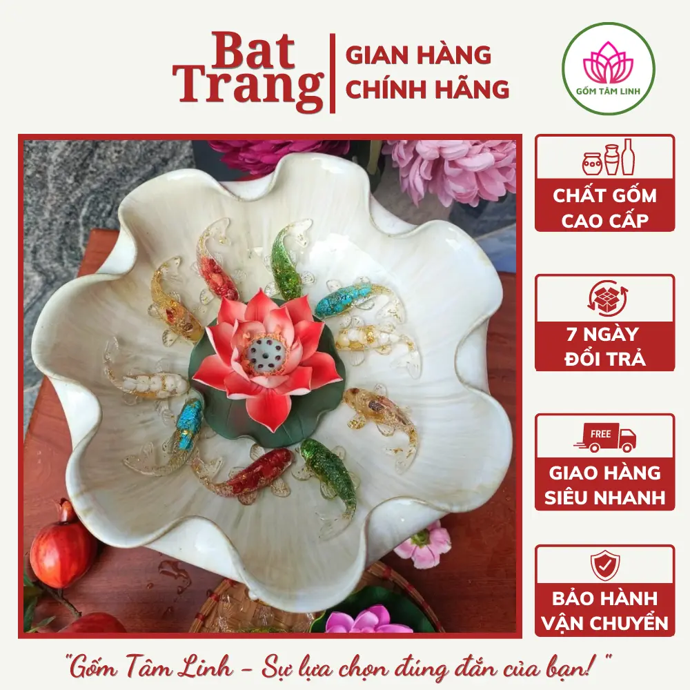 Cá Koi Phong Thủy Thả Bát Hoa Minh Đường Tụ Thủy Thần Tài