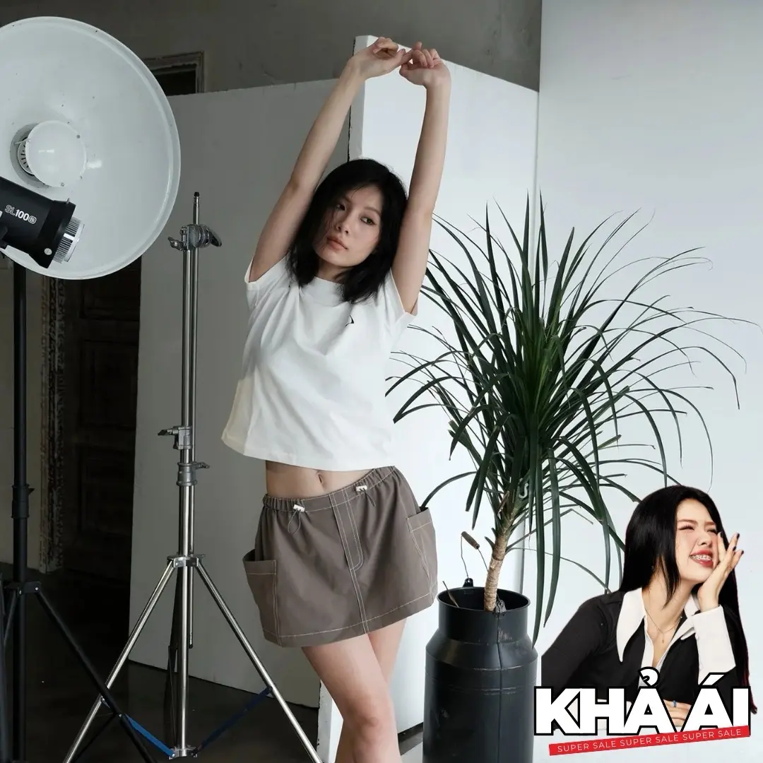 OLALASTUDIO Chân váy ngắn cạp thấp có quần Ivy skirt