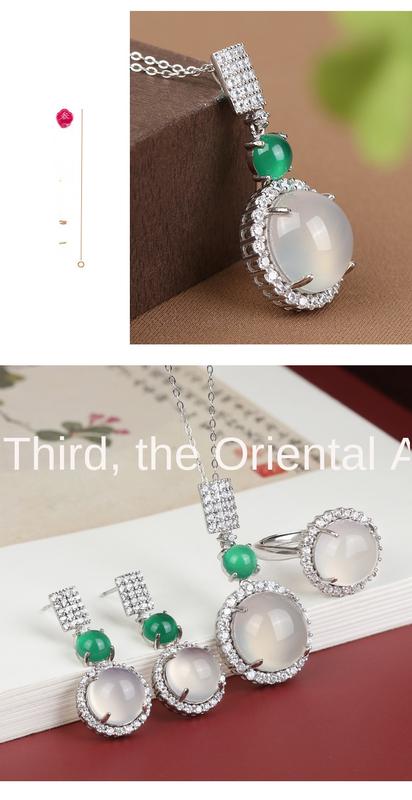 Product Introduction of Elegant Fashion Natural zircon Stud Earrings Ring Pendant Necklace Fashion accessories Set High Ice Perfect zircon Three-Piece Set Anniversary Auspicious Birthday 35