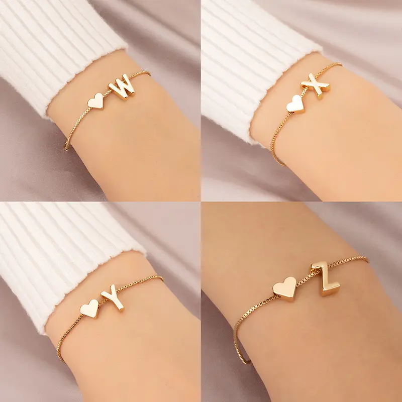 Gelang Hati, Fesyen, Untuk Wanita, Reka Bentuk Personaliti, Gelang 26 Huruf, Aksesori Tangan, Hadiah Gadis Indah Bracelets