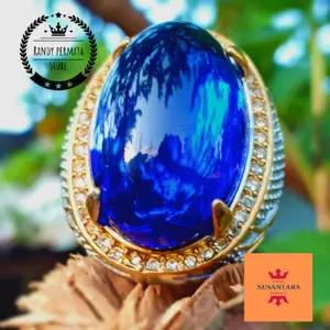 Cod Batu Akik Blue King Sapphir Jumbo Kristal Good Color High Quality