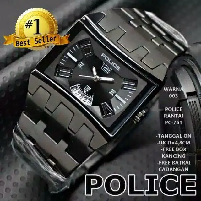Jam Tangan Pria Analog POLICE Diameter 5cm Tanggal Aktif Anti Air Stanliess Stell Premium Anti Karat dan Anti Air Tahan air 0