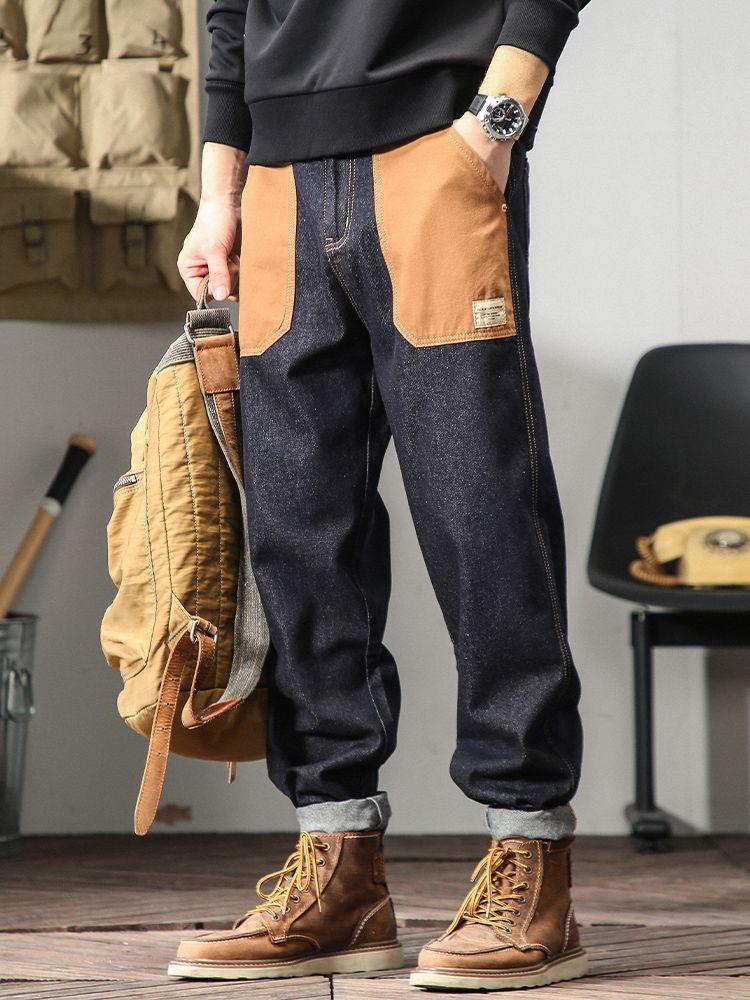 Product Introduction of Design Sense Special-Interest Fashion Brand American Heavy Jeans Men's 2023 New Loose Straight plus Size Men's Fashionable Trousers 1