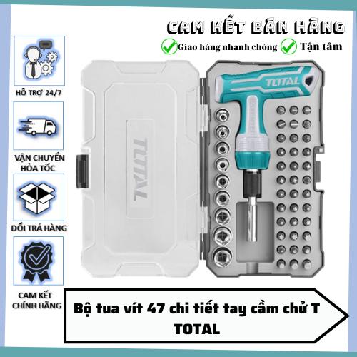 Bộ tua vít tay cầm chữ T 47 chi tiết đa năng TOTAL TACSD30476 đóng mở 2 chiều tự động có nam châm