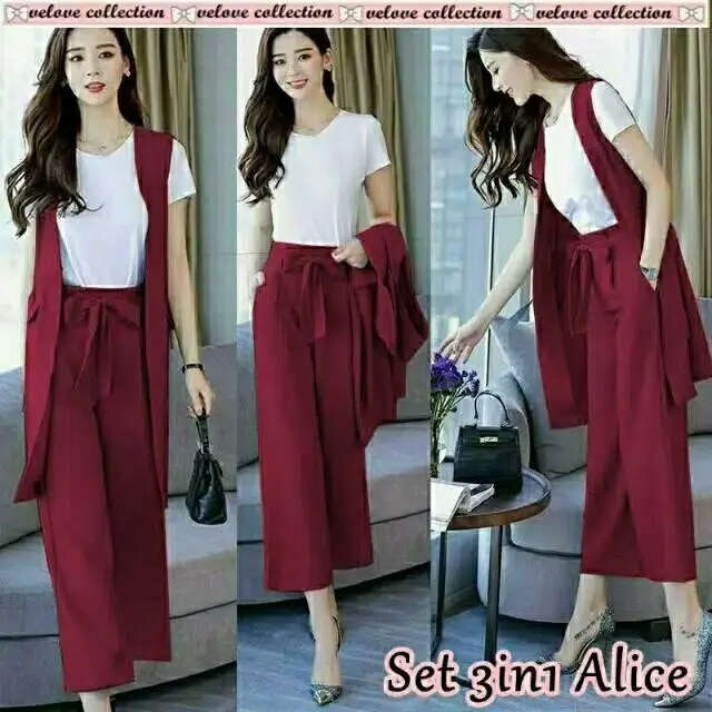 set alice 3in1/jumsuit wanita Setelan