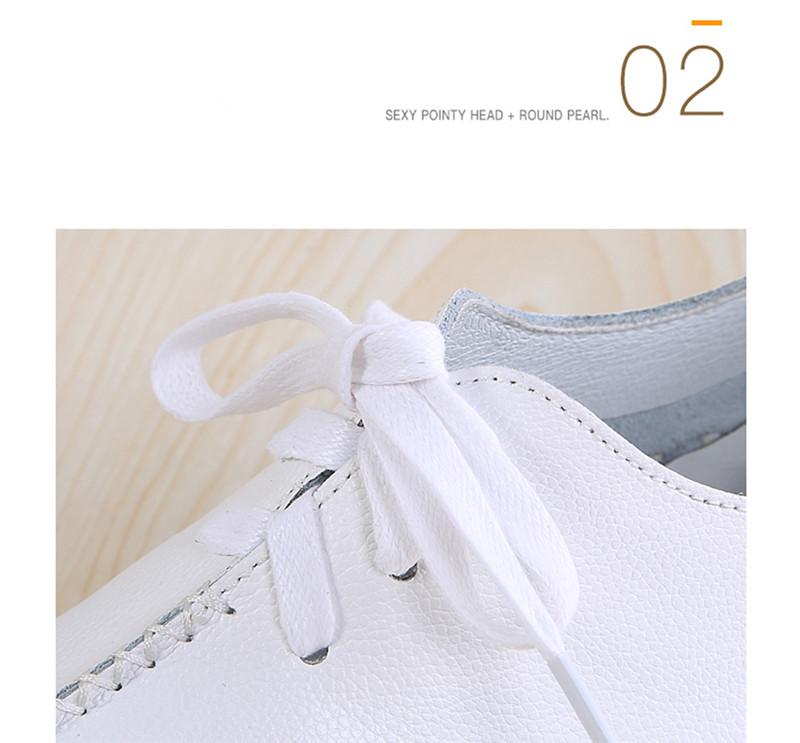 Product Introduction of Leather hand stitched single shoes Soft soled mother shoes lace-up retro fashion casual shoes flat women's shoes 3