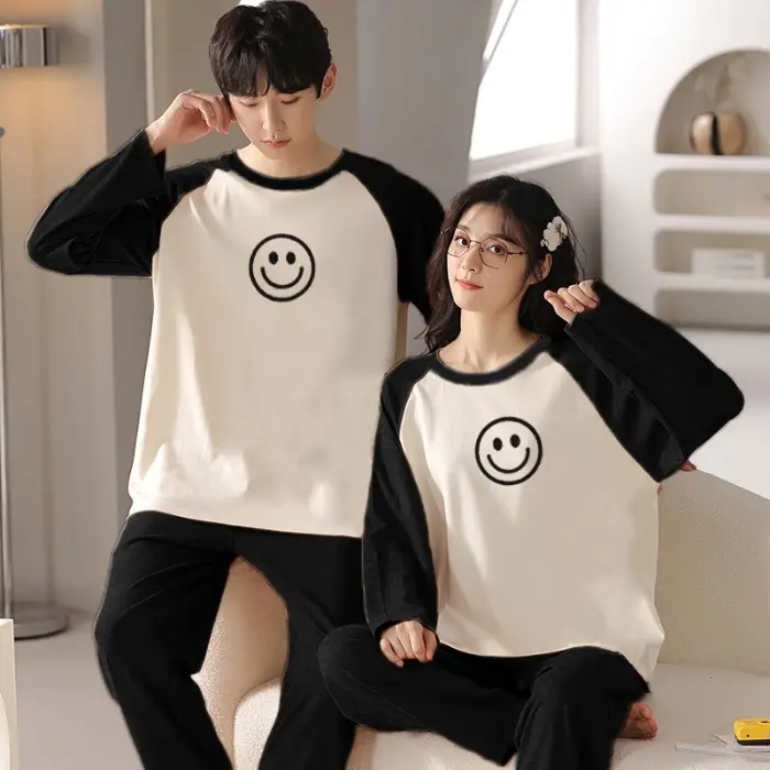 Bộ Đồ Ngủ, 10 Kiểu Dáng, Bộ Đồ Ngủ Dài Tay Và Quần Dài, Cổ Tròn, Phong Cách Hàn Quốc, Đồ Ngủ Thường Ngày Thích Hợp Cho Tình Nhân, Nam Và Nữ