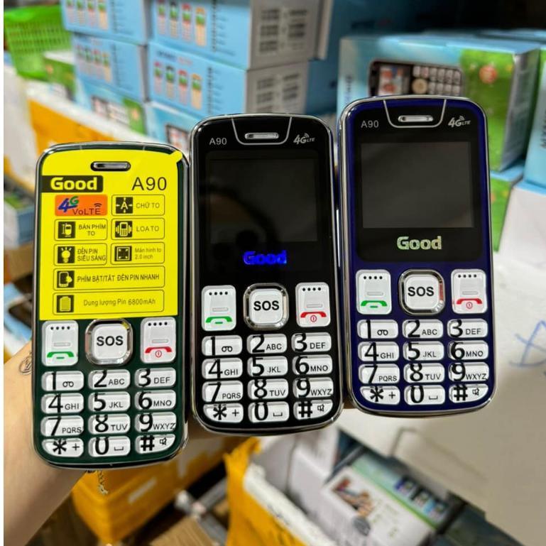 【100% Chính hãng】 Điện Thoại Người Già Good A90 Sóng chuẩn 4G, Đọc Số, Loa To Pin Khủng, Tặng kèm ốp lưng