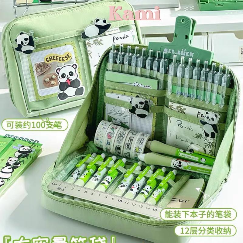 Túi đựng bút cỡ lớn 12 ngăn KAMI TB22 , túi đựng mỹ phẩm, Hộp bút vải họa tiết trong suốt đáng yêu tiện lợi phong cách Hàn Quốc