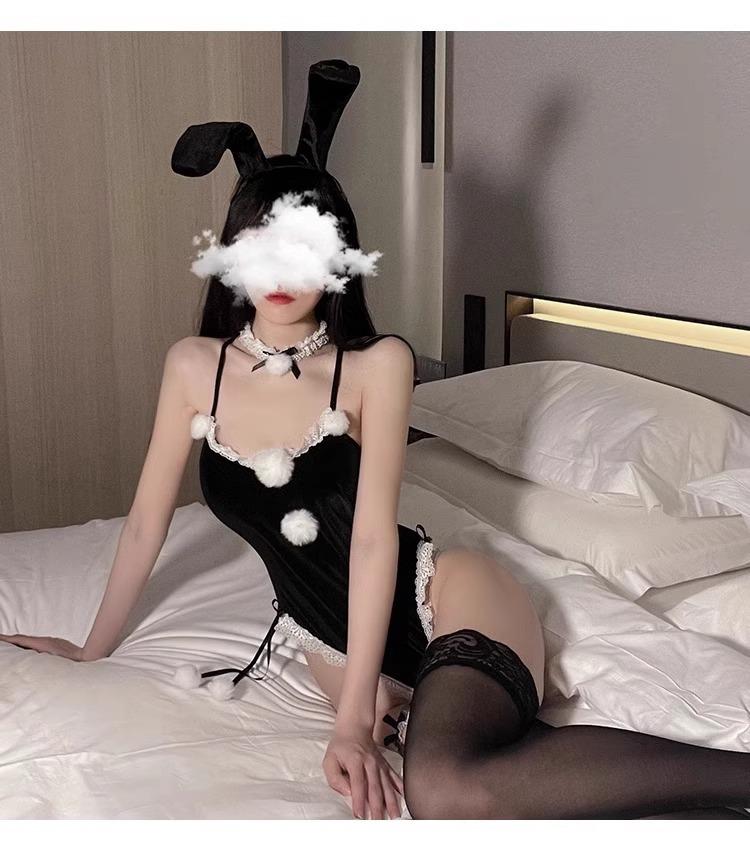 Product Introduction of [Discount] Pure Desire Bunny ~ Sweet Velvet Bunny Uniform Underwear Seduction Braces Jumpsuit Sexy Pajamas Christmas 6