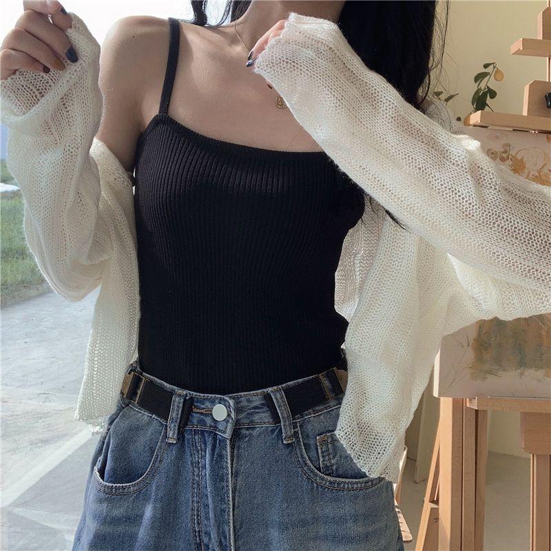 Áo Vest Hai Dây Lụa Lạnh Không Tay Mùa Hè, Dành Cho Nữ, Ngắn, Mỏng Vừa Vặn, Có Thể Mặc Bên Trong Áo Lớp Cơ Sở Áo Mặc Bên Ngoài Thích Hợp Cho Nữ 2