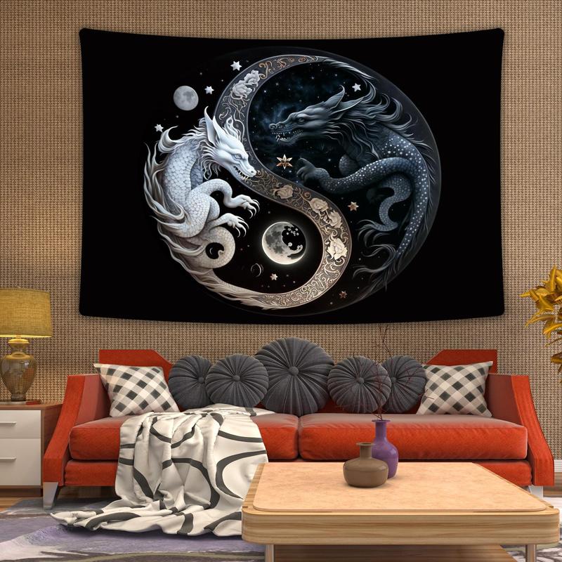 Yin and Yang Symbol Dragon Pattern Tapestry, Wall Hanging Decor for Home Living Room Bedroom 3