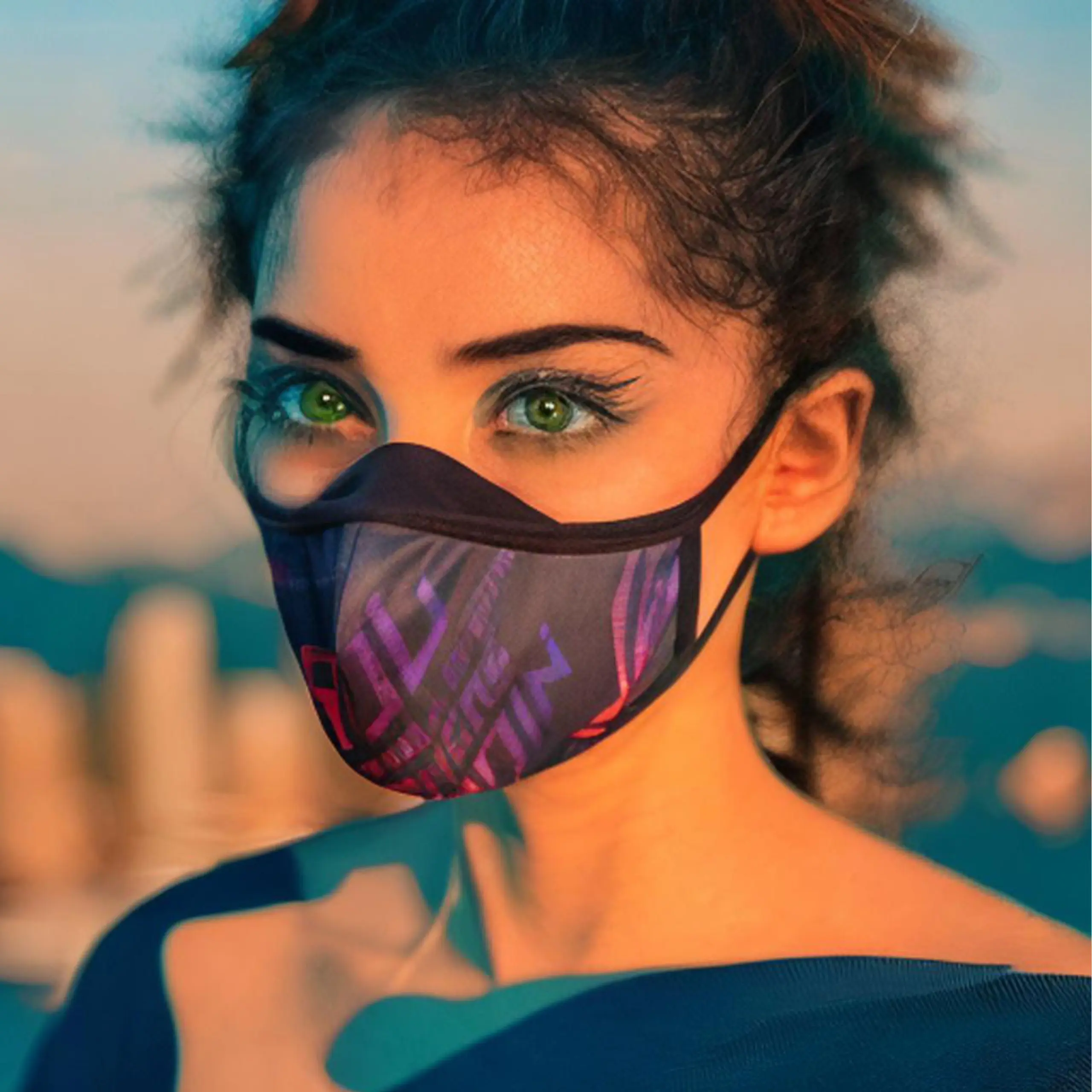 Khẩu Trang ROG Phản Quang 7 Màu Vải Cao Cấp 3D Mask Phụ Kiện Pin Đèn Móc Khoá