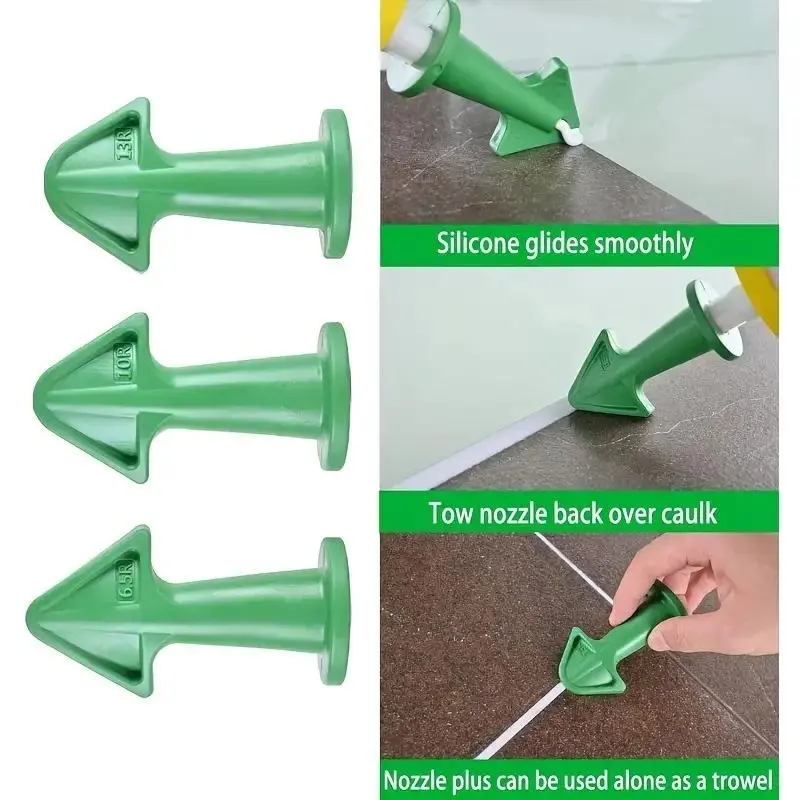 Caulking Nozzle Tool Kit, 3 Counts Caulk Nozzle Applicator Silicone Caulking Tools, Sealant Nozzle Caulki for Home 3