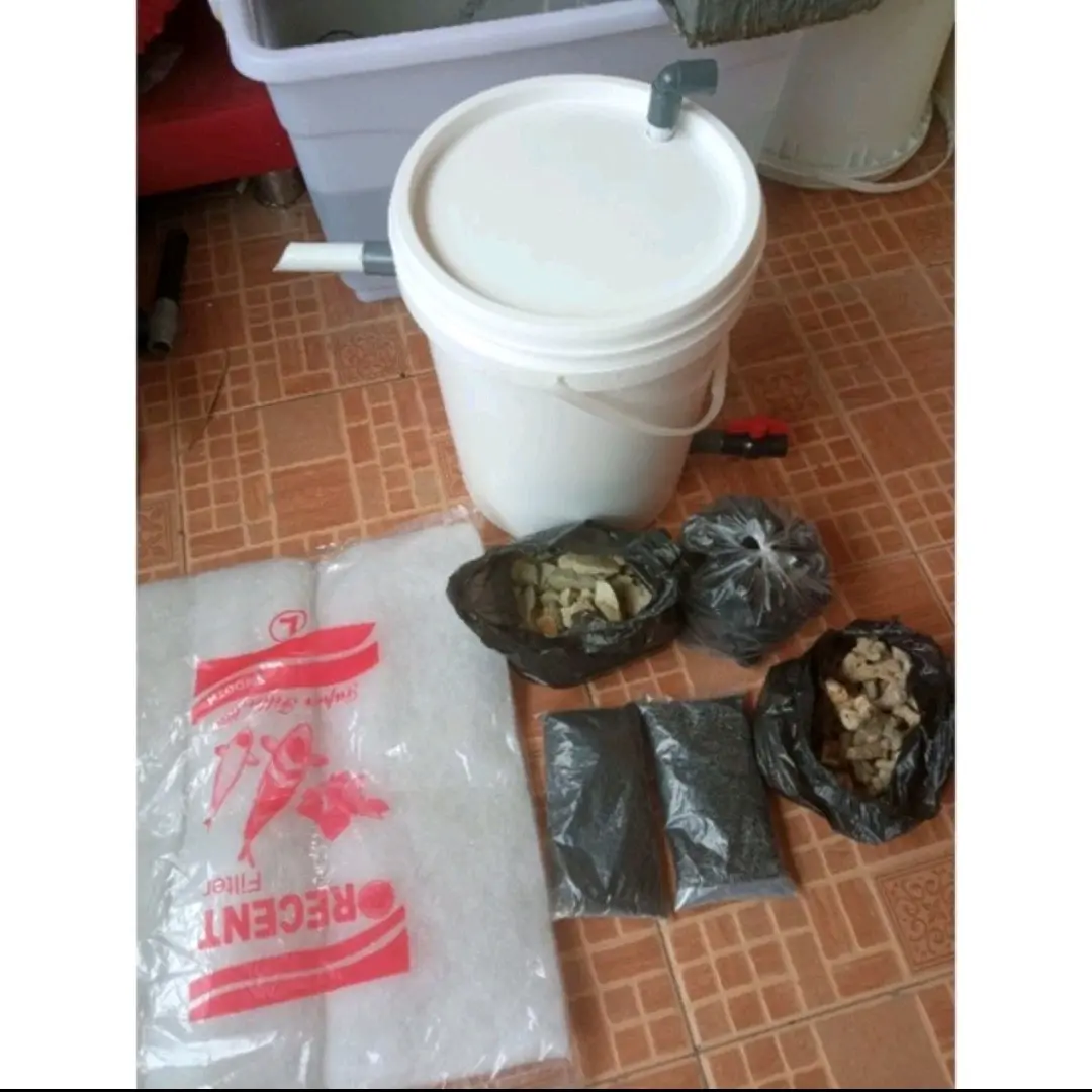 ember bio filter kolam ikan input atas plus media