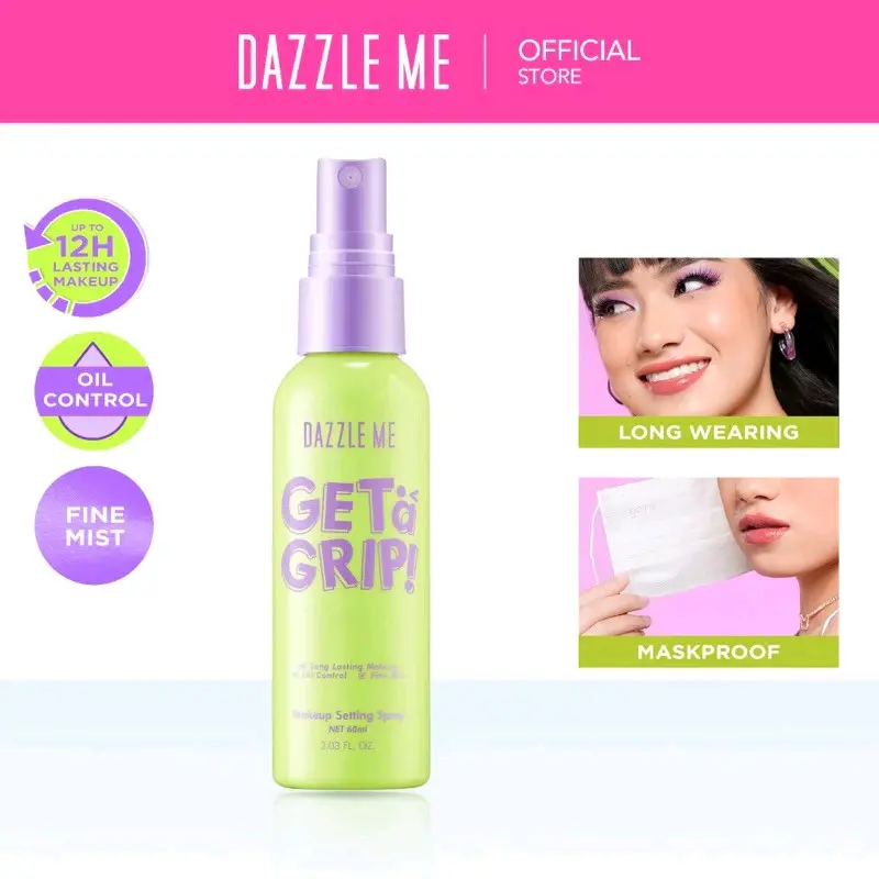 DAZZLE ME Get a Grip! Makeup Setting Spray | Beauty Protecting 4 X Hydrating Makeup Mist Flawless Lightening Primer Water Tahan 12 JAM 0