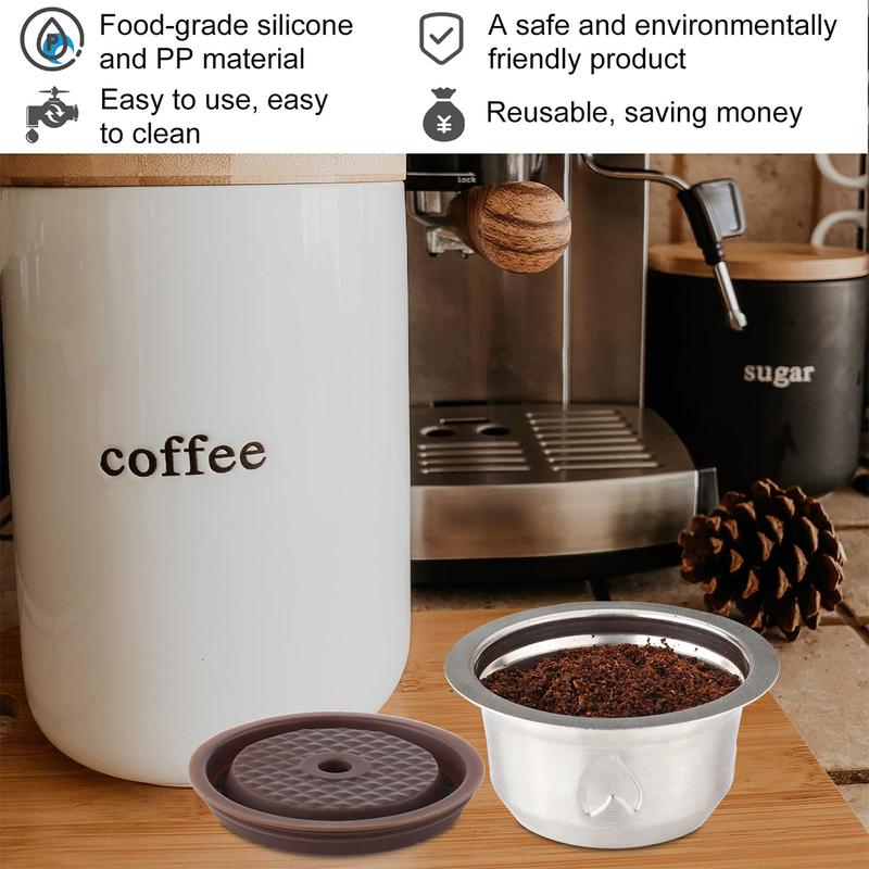 Reusable Pods For Nespresso Vertuo Machine Stainless Steel Refillable Coffee Capsule Set 7