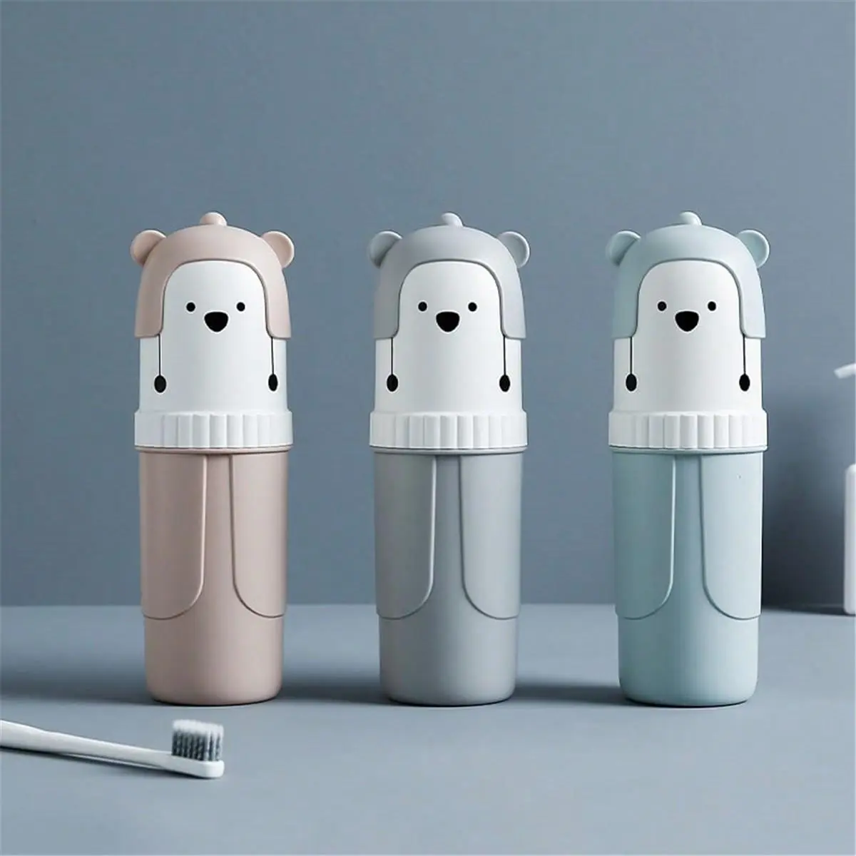 2 in 1 Toothbrush & Toothpaste Travel Container, 1 Count Portable Toothbrush Holder, Suitable for Home, Travel, Business, Camping and School