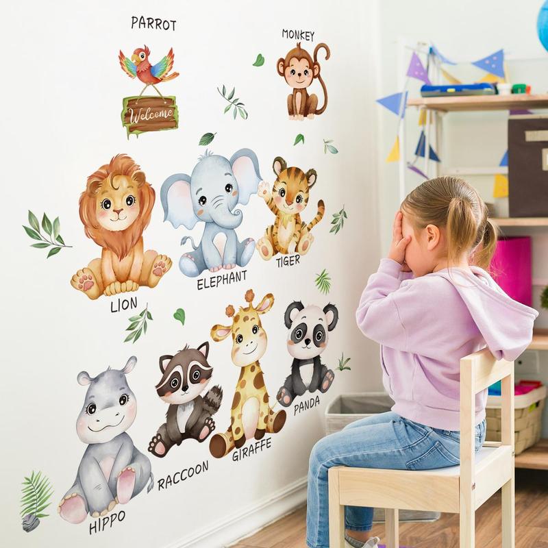 Product Introduction of 3 Sheets 9 Baby Animals Wall Decal, Cute Wall Sticker, Wall Decor for Kid Room Bedroom Living Room 3