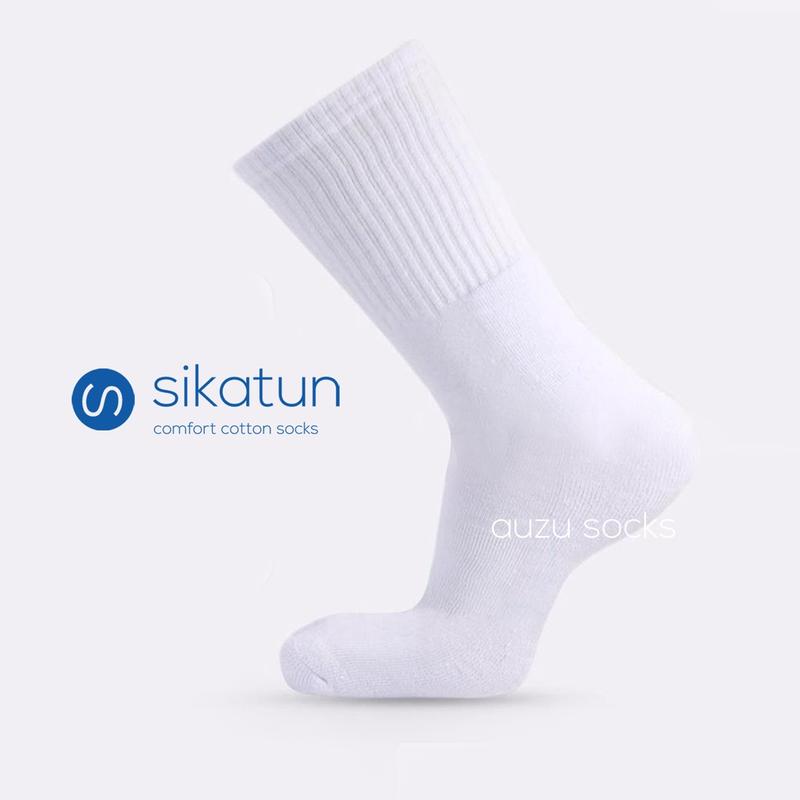Kaos kaki sport / olahraga tebal hitam putih panjang sebetis - athletic midcalf crew socks - SIKATUN 0