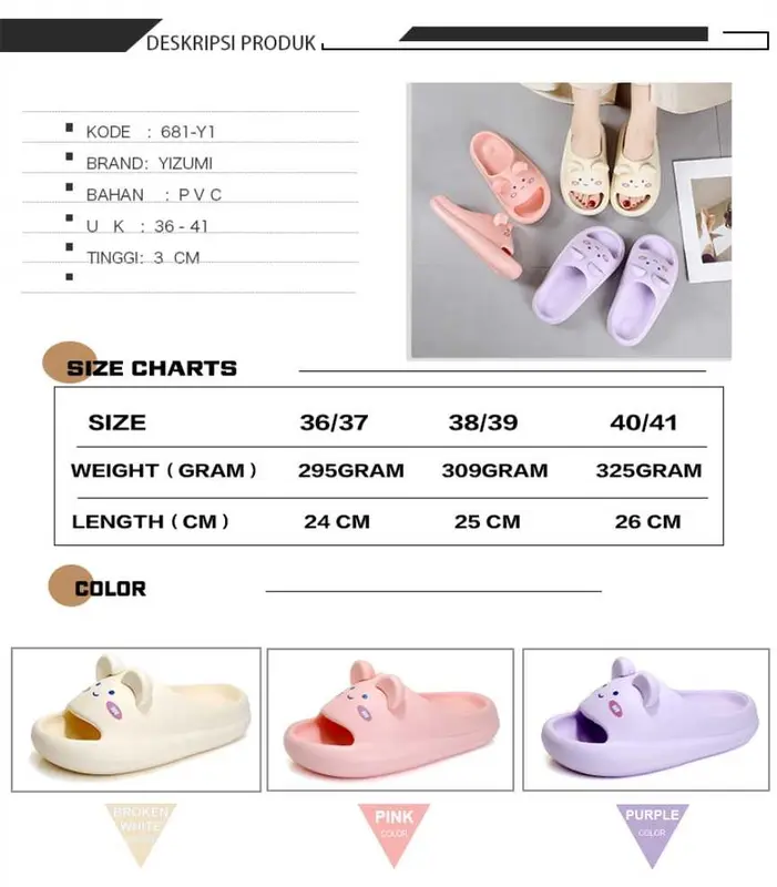 Sandal Rabbit Jelly | Sendal Wanita Jelly Kelinci | 681-Y1 Pink Shoes 1