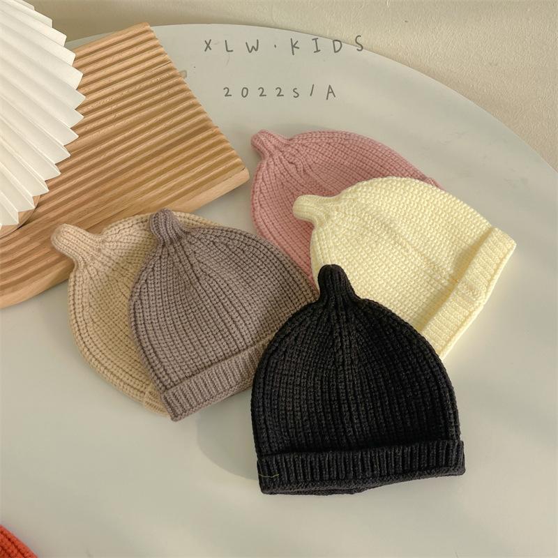 Korean Fashion Nipple Baby Hats Wool Caps for Kids Outdoor Warm Beanies Children Hat for Girls Boys Kids Accessories Newsboy Cap 2