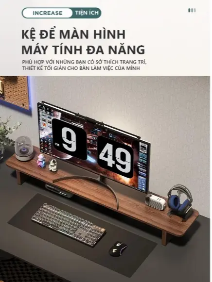 Kệ để màn hình máy tính decor góc làm việc tiện lợi chất liệu gỗ MDF phủ melamin - HL28