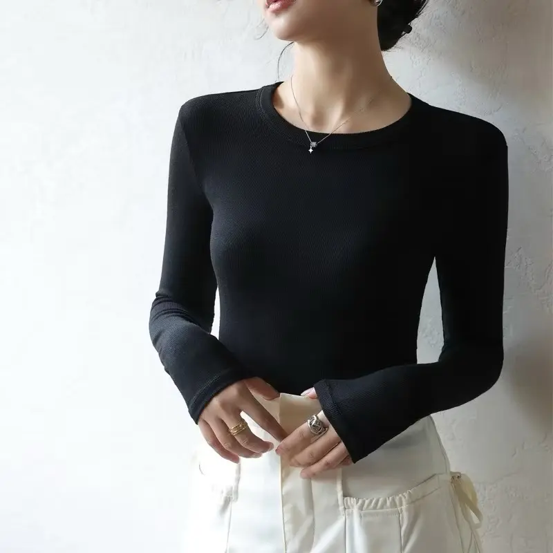 ÁO THUN DÀI TAY CỔ TRÒN TĂM BORIP LỤA ÔM BODY NỮ