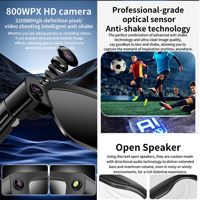 2026 New Al Smart Glasses 800W Camera 1200P anti-shake HD Video Recording Translation Voice Assistant Music BT Call SmartGlasses - Image 5