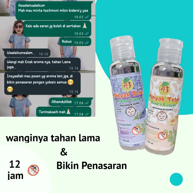 6pcs/12pcs minyak telon bidara ruqyah 60ml anak-anak bayi menghangatkan Perut Aroma  Lavender lotion 6