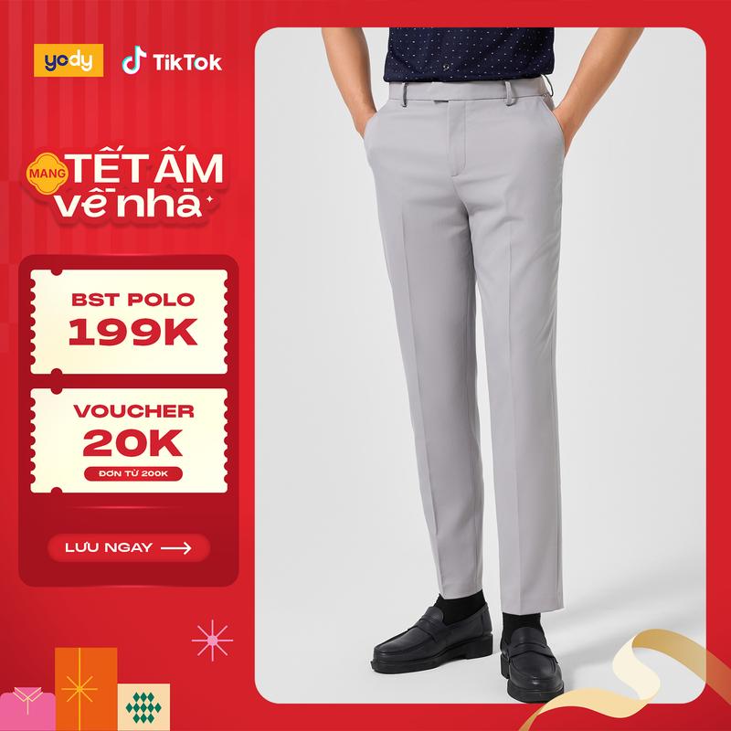 YODY Quần Âu Nam Cạp Chun Ốp Cúc Bấm QAM7043