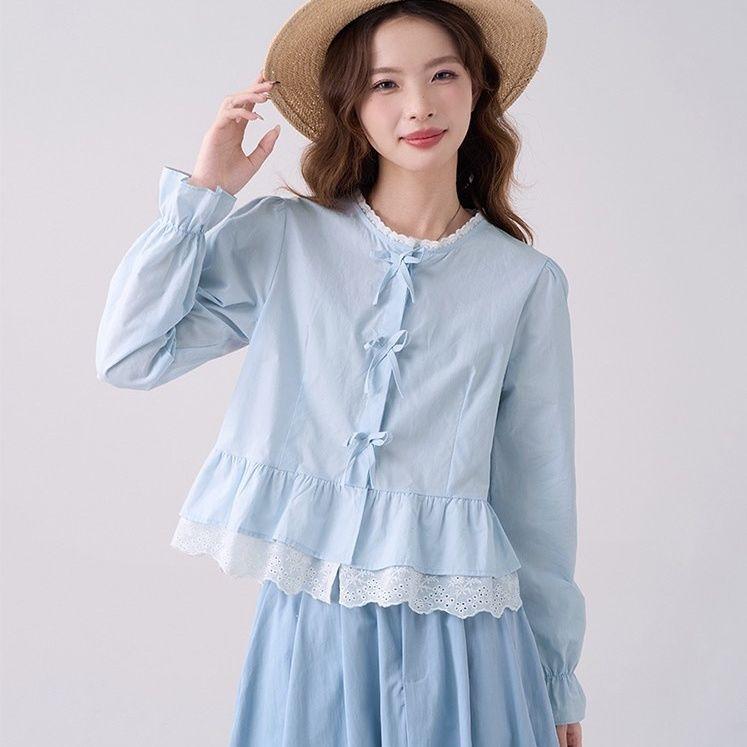 Ruffle Cotton Blouse Baju Perempuan Style Sweet Top Atasan Korean ...
