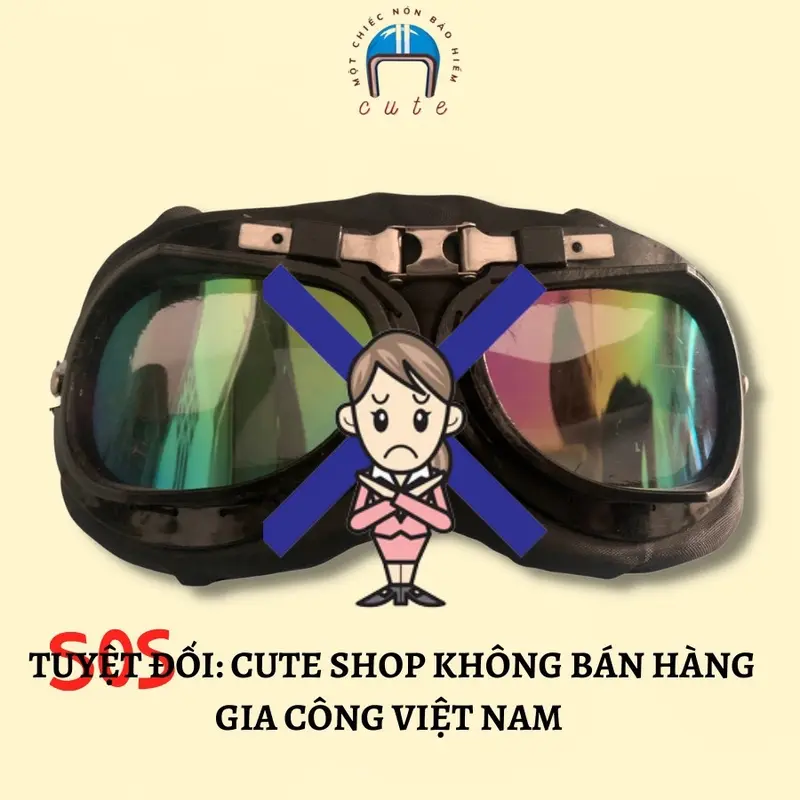 Nón Bảo Hiểm Trơn Màu Kèm Kính Phi Công, Mũ Bảo Hiểm Nửa Đầu Kèm Kính Phi Công CUTE SHOP 1