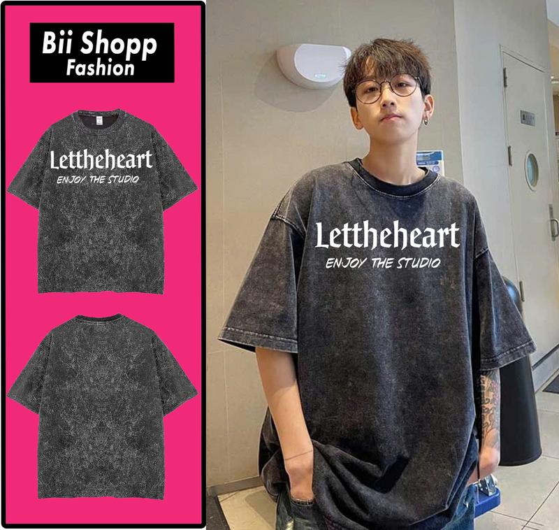 Áo Wash Thun Loang đen Lett / Áo Phông Loang wash 100% cotton Local brand basic form rộng - tay lỡ - unisex. Menswear Cổ Tròn 0