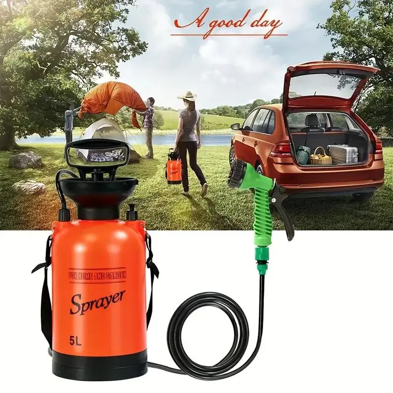 High-pressure Sprayer, Portable Garden Water Sprayer with Removable Hose & Shower Head, Watering & Irrigation Supplies for Outdoor Travel, Hiking, and Pet Bathing 4