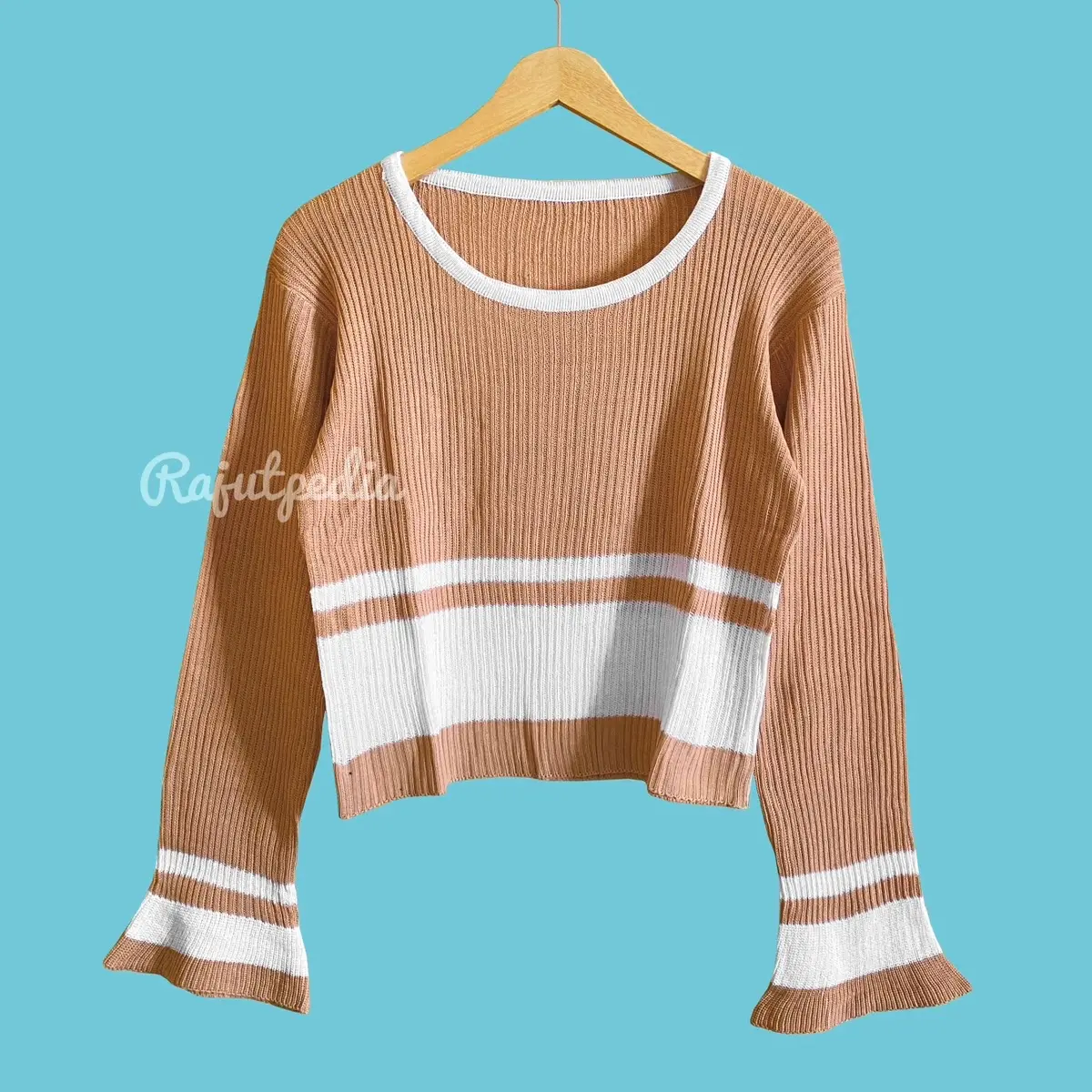 Sweater Rajut Hyuna Crop Top Wanita Kekinian Tangan Cut Bray Knitwear Lembut Baju Panjang Atasan