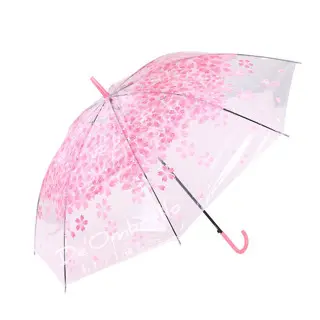 (005EE-1)Payung PVC Tongkat Transparant Motif Sakura/Payung Korea/Payung Tongkat