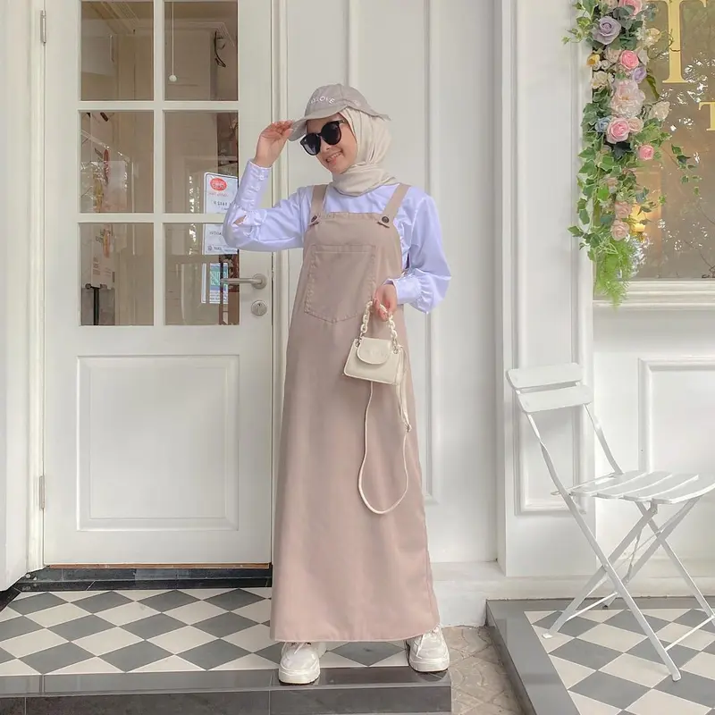 Aerora Baju Kodok Overall Rok Wanita Motif Polos Premium Terbaru 2025 Simpel Kekinian Katun Panjang 0