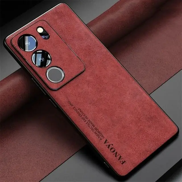 Gratis Ongkir/ Case VIV* V29 V29E 5G Premium Nappa Leather Order Sekarang Juga Red Rubber Softcase