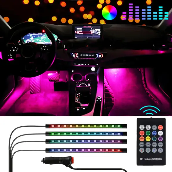 [Dapatkan Bonus] Lampu interior mobil LED dashboard + remote control sensor musik 1