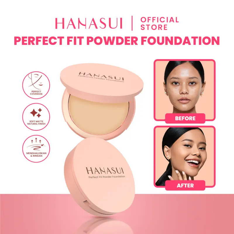 HANASUI Perfect Fit Powder Foundation | Bedak Padat Hanasui ORIGINAL | Wajah 0