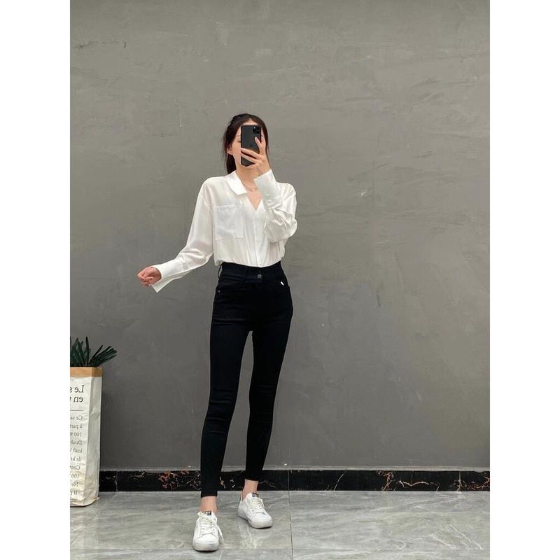 Quần Legging Nữ Cạp Cao Hai Khuy Khóa Trước Hộp Chữ H Hàng Đẹp Loại 1 UMI Siêu Co giãn quần  legging 2