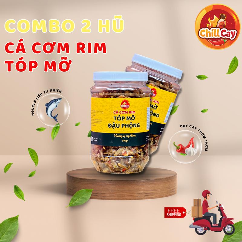 COMBO 2 HŨ cá cơm rim tóp mỡ - CHILLCAY - cám cơm sữa rim tóp mỡ giòn tan vị MẶN MẶN CAY CAY SIÊU CUỐN
