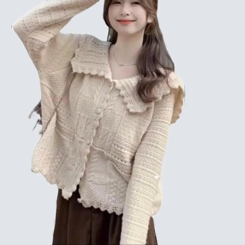 Áo Len Khuy Cài Tiểu Thư Khuy Bọc Cho Nữ, Chất Len Dệt Kim Mền,Free size