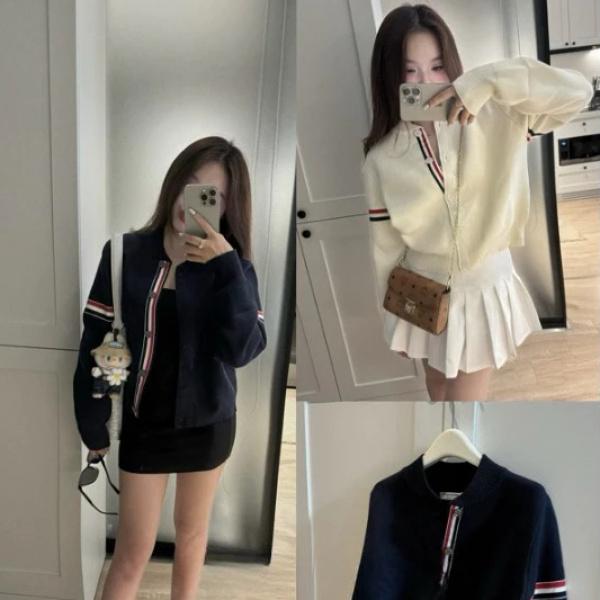 Áo Len Thể Thao Nữ, Dáng Rộng Vừa Vặn, Thiết Kế Tay Đôi, Có Ruy Băng Dệt Màu, Cổ Bóng Chày, Kết Hợp Năng Động Trẻ Trung, Thích Hợp Cho Mùa Thu Và Mùa Đông Women Top Dài Tay 1